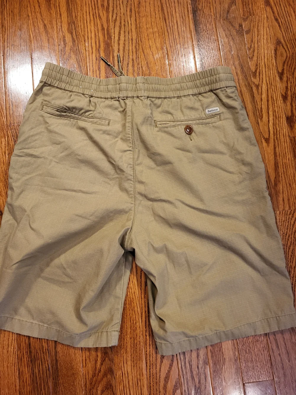 Barbour Shorts Mens Medium Khaki Roller Ripstop Elastic Waist Drawstring
